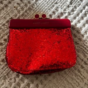 Miu Miu Red Sequin Women's Coin Purse Bag